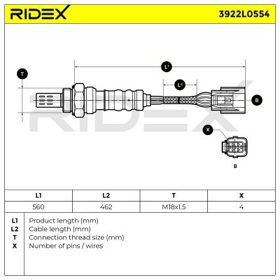 Lambdasonde RIDEX 3922L0554 3922L0554 - foto 6