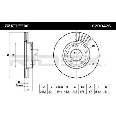 Bremsscheibe RIDEX 82B0426 82B0426 - foto 6