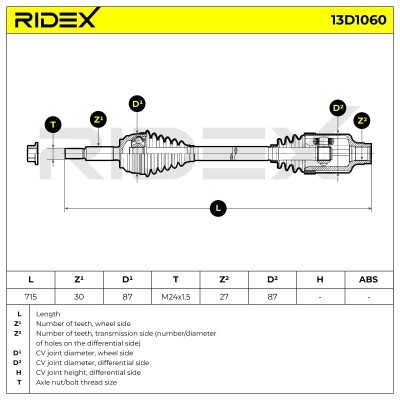 Antriebswelle RIDEX 13D1060 13D1060 - foto 7