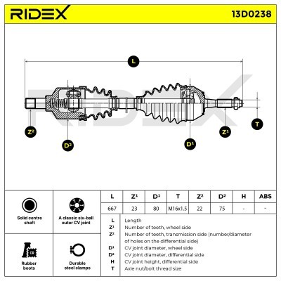 Antriebswelle RIDEX 13D0238 13D0238 - foto 7