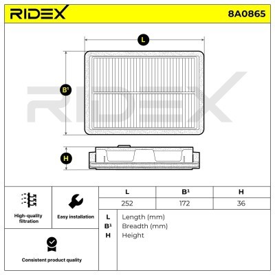 Luftfilter RIDEX 8A0865 8A0865 - foto 6