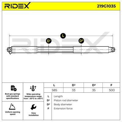 Gasfeder, Koffer-/Laderaum RIDEX 219G1035 219G1035 - foto 10