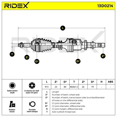 Antriebswelle RIDEX 13D0214 13D0214 - foto 8