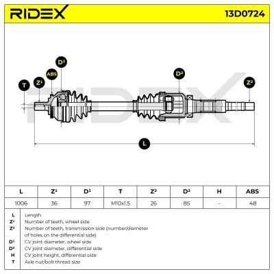 Antriebswelle RIDEX 13D0724 13D0724 - foto 7
