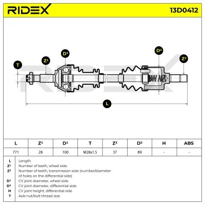 Antriebswelle RIDEX 13D0412 13D0412 - foto 7