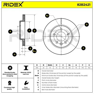 Bremsscheibe RIDEX 82B2421 82B2421 - foto 6