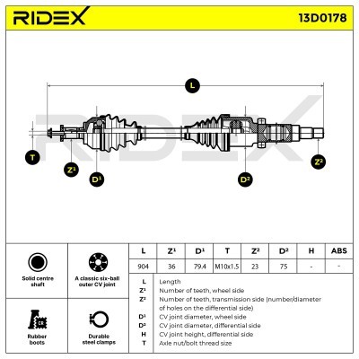 Antriebswelle RIDEX 13D0178 13D0178 - foto 7