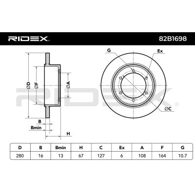 Bremsscheibe RIDEX 82B1698 82B1698 - foto 7