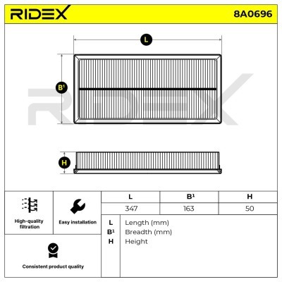 Luftfilter RIDEX 8A0696 8A0696 - foto 6