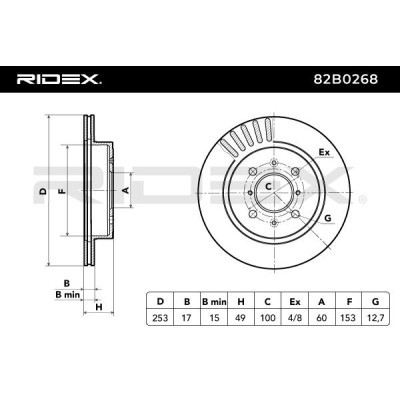 Bremsscheibe RIDEX 82B0268 82B0268 - foto 5