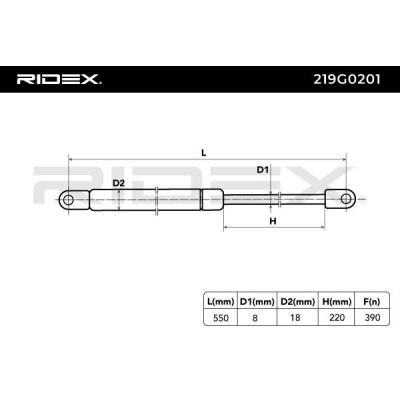 Gasfeder, Koffer-/Laderaum RIDEX 219G0201 219G0201 - foto 7