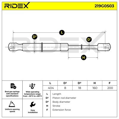 Gasfeder, Koffer-/Laderaum RIDEX 219G0503 219G0503 - foto 11