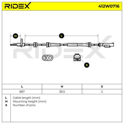 ABS Sensor RIDEX 412W0716 412W0716 - foto 7