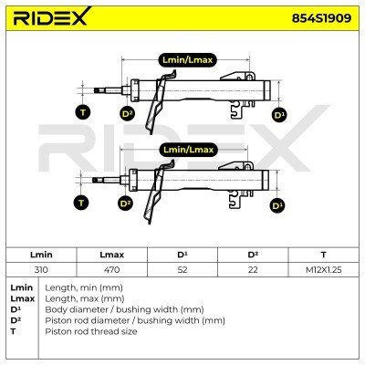 Stoßdämpfer RIDEX 854S1909 854S1909 - foto 8