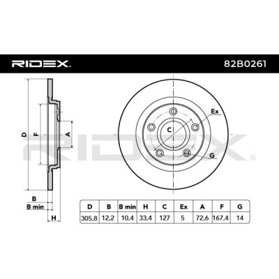 Bremsscheibe RIDEX 82B0261 82B0261 - foto 3