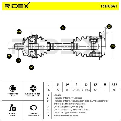 Antriebswelle RIDEX 13D0641 13D0641 - foto 6