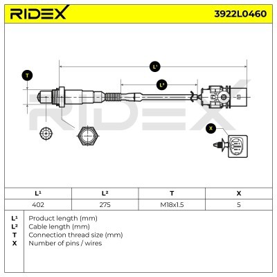 Lambdasonde RIDEX 3922L0460 3922L0460 - foto 7