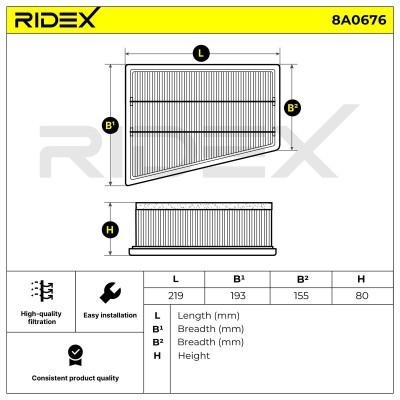 Luftfilter RIDEX 8A0676 8A0676 - foto 6
