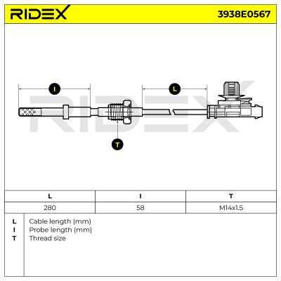 Abgastemperatursensor RIDEX 3938E0567 3938E0567 - foto 6