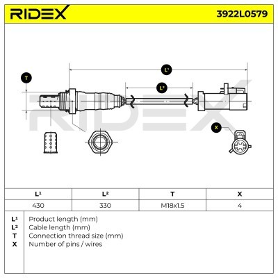 Lambdasonde RIDEX 3922L0579 3922L0579 - foto 6