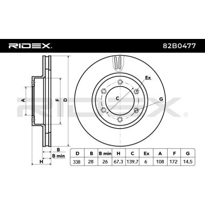 Bremsscheibe RIDEX 82B0477 82B0477 - foto 6