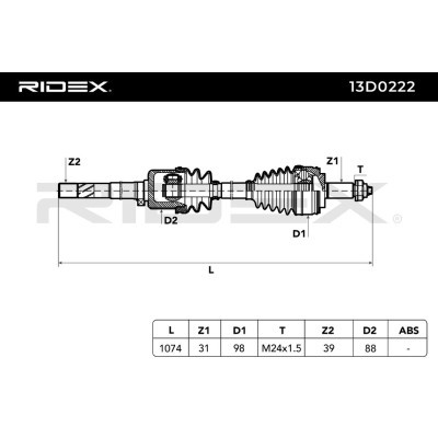 Antriebswelle RIDEX 13D0222 13D0222 - foto 4