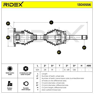 Antriebswelle RIDEX 13D0556 13D0556 - foto 7