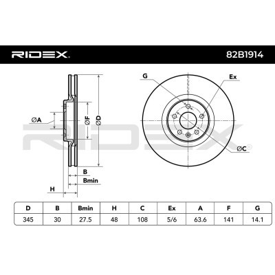 Bremsscheibe RIDEX 82B1914 82B1914 - foto 11
