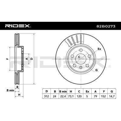 Bremsscheibe RIDEX 82B0273 82B0273 - foto 7