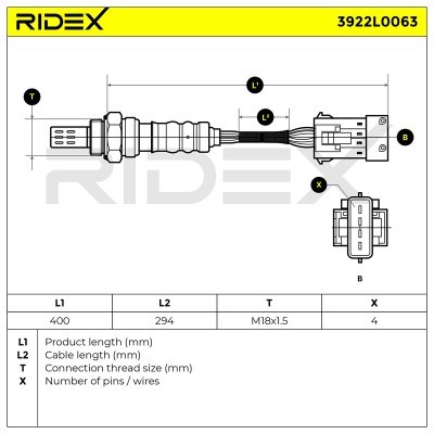 Lambdasonde RIDEX 3922L0063 3922L0063 - foto 5