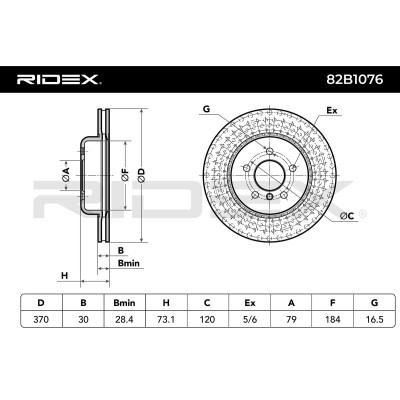 Bremsscheibe RIDEX 82B1076 82B1076 - foto 6