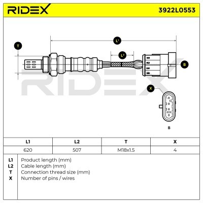 Lambdasonde RIDEX 3922L0553 3922L0553 - foto 6
