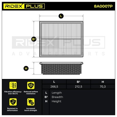 Luftfilter RIDEX 8A0007P 8A0007P - foto 7