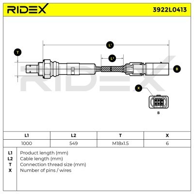Lambdasonde RIDEX 3922L0413 3922L0413 - foto 7