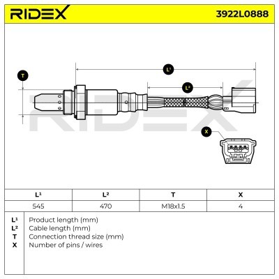 Lambdasonde RIDEX 3922L0888 3922L0888 - foto 3