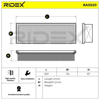 Luftfilter RIDEX 8A0520 8A0520 - foto 4