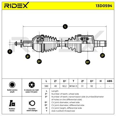 Antriebswelle RIDEX 13D0594 13D0594 - foto 8