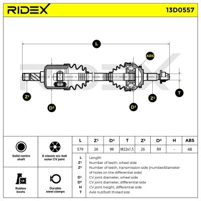 Antriebswelle RIDEX 13D0557 13D0557 - foto 7