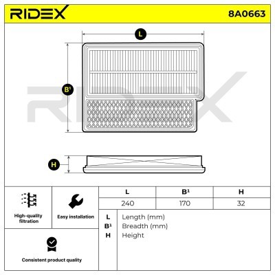 Luftfilter RIDEX 8A0663 8A0663 - foto 6