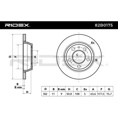 Bremsscheibe RIDEX 82B0175 82B0175 - foto 5