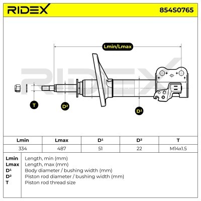 Stoßdämpfer RIDEX 854S0765 854S0765 - foto 8