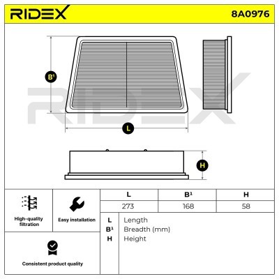 Luftfilter RIDEX 8A0976 8A0976 - foto 6