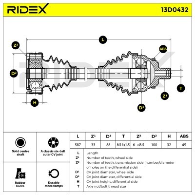 Antriebswelle RIDEX 13D0432 13D0432 - foto 6