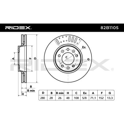 Bremsscheibe RIDEX 82B1105 82B1105 - foto 3