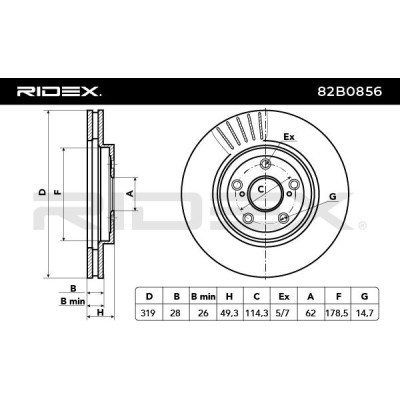 Bremsscheibe RIDEX 82B0856 82B0856 - foto 3