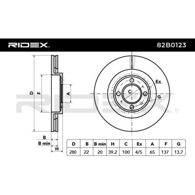 Bremsscheibe RIDEX 82B0123 82B0123 - foto 3