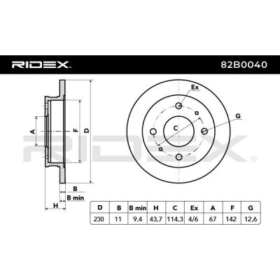 Bremsscheibe RIDEX 82B0040 82B0040 - foto 4