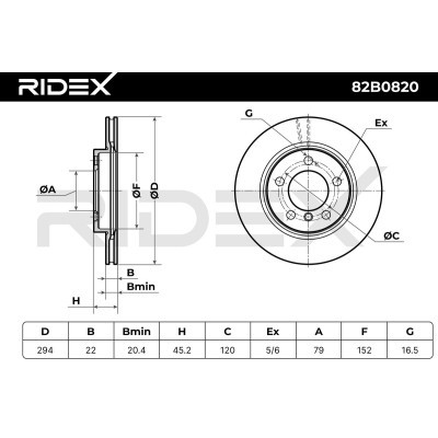 Bremsscheibe RIDEX 82B0820 82B0820 - foto 4
