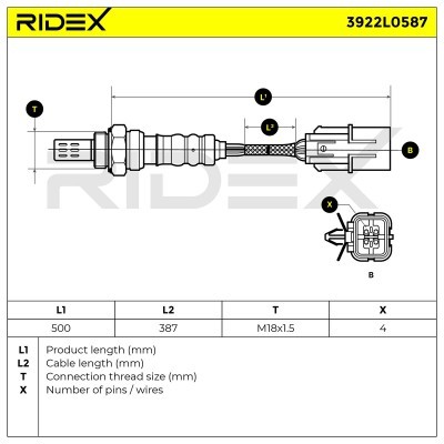 Lambdasonde RIDEX 3922L0587 3922L0587 - foto 6
