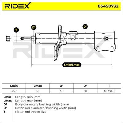 Stoßdämpfer RIDEX 854S0732 854S0732 - foto 9